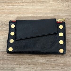 Hammitt Black Wallet with Gold and Red Accents